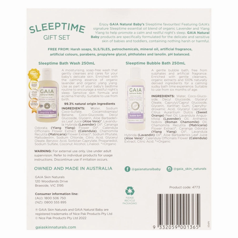 Gaia Natural Baby Sleeptime Gift Set