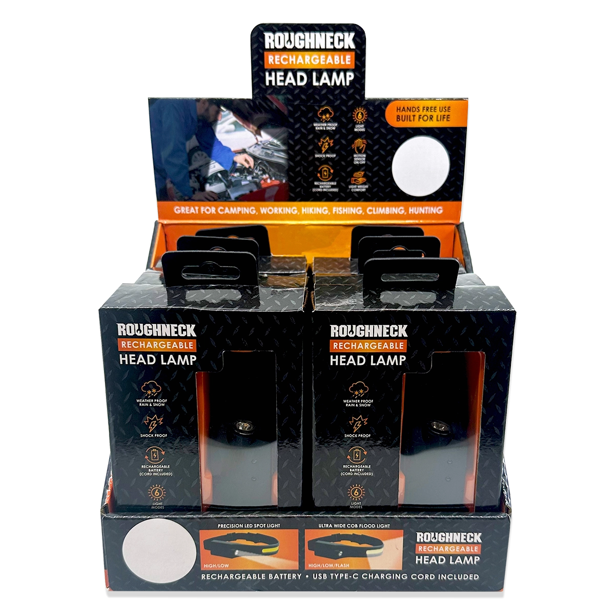 Headlamp Flashlight with Motion Sensor - 6 Pieces Per Retail Ready Display 23977