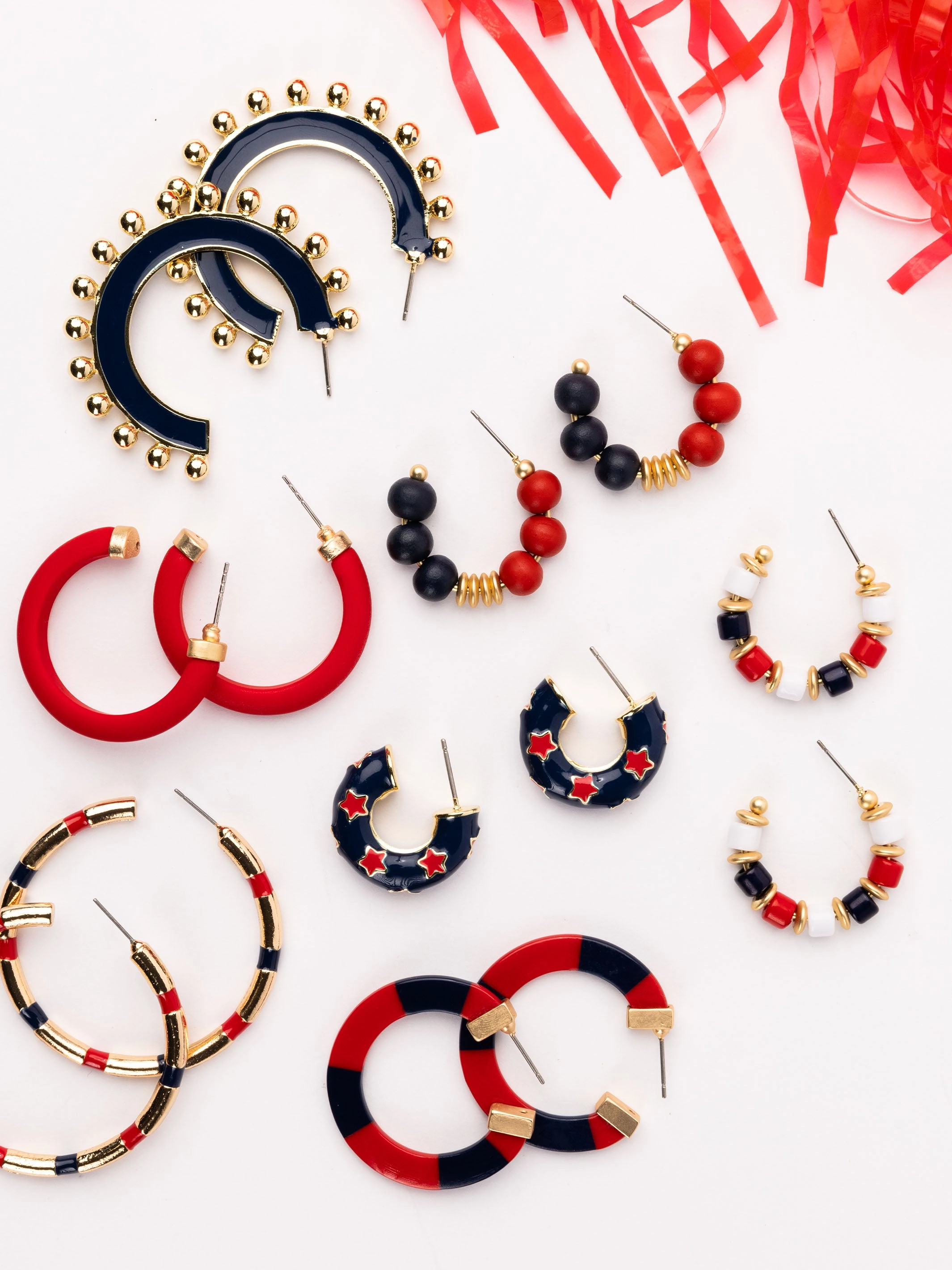 Janette Earrings | Red   Blue