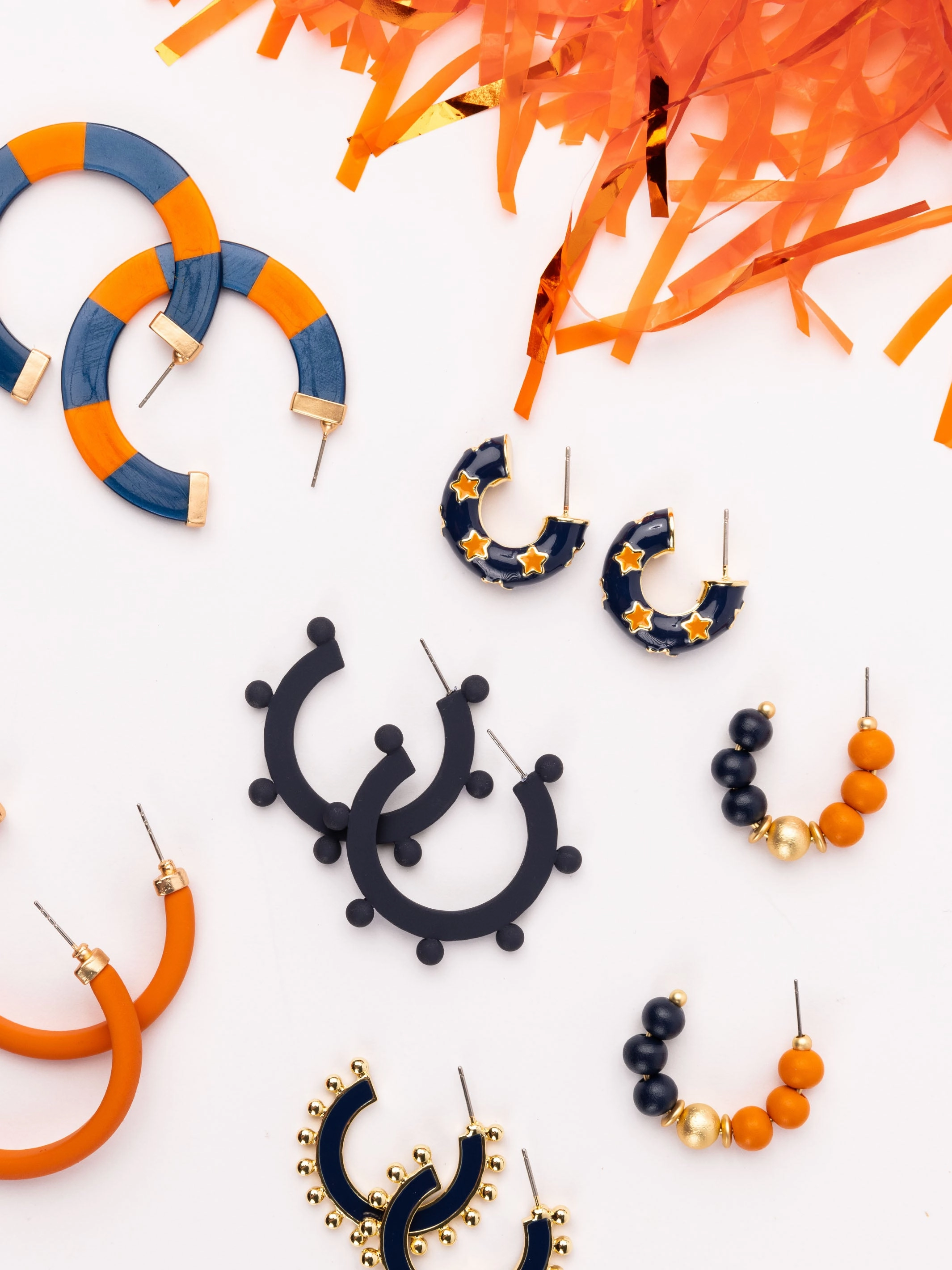 Janette Earrings | Navy   Orange