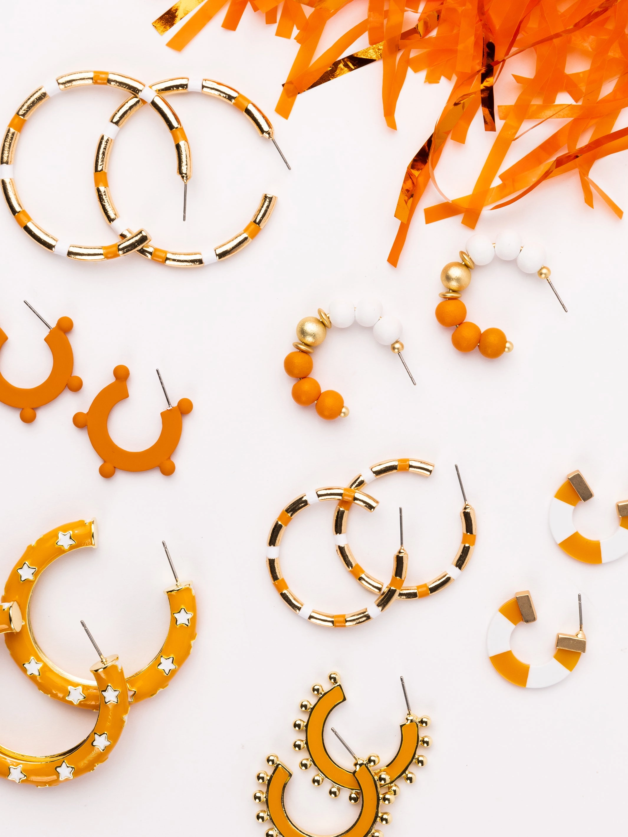 Kelly Earrings | Orange   White