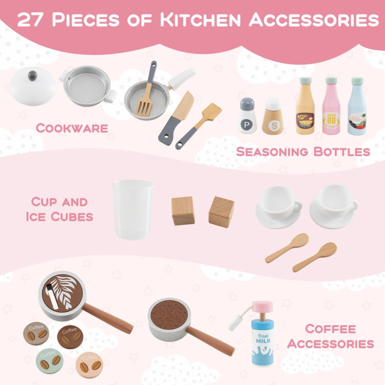 Kids Kitchen Set Wooden With Coffee Makers and Accessories-Coffee