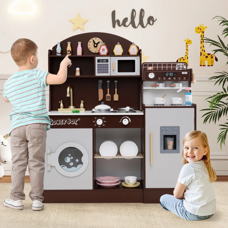 Kids Kitchen Set Wooden With Coffee Makers and Accessories-Coffee