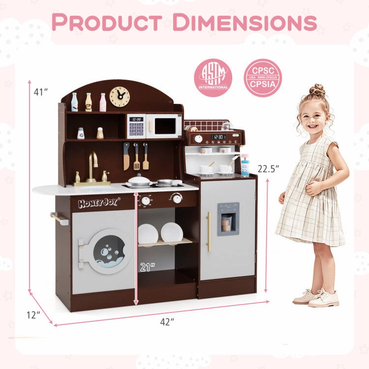 Kids Kitchen Set Wooden With Coffee Makers and Accessories-Coffee