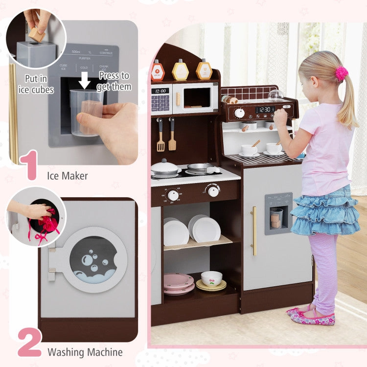 Kids Kitchen Set Wooden With Coffee Makers and Accessories-Coffee