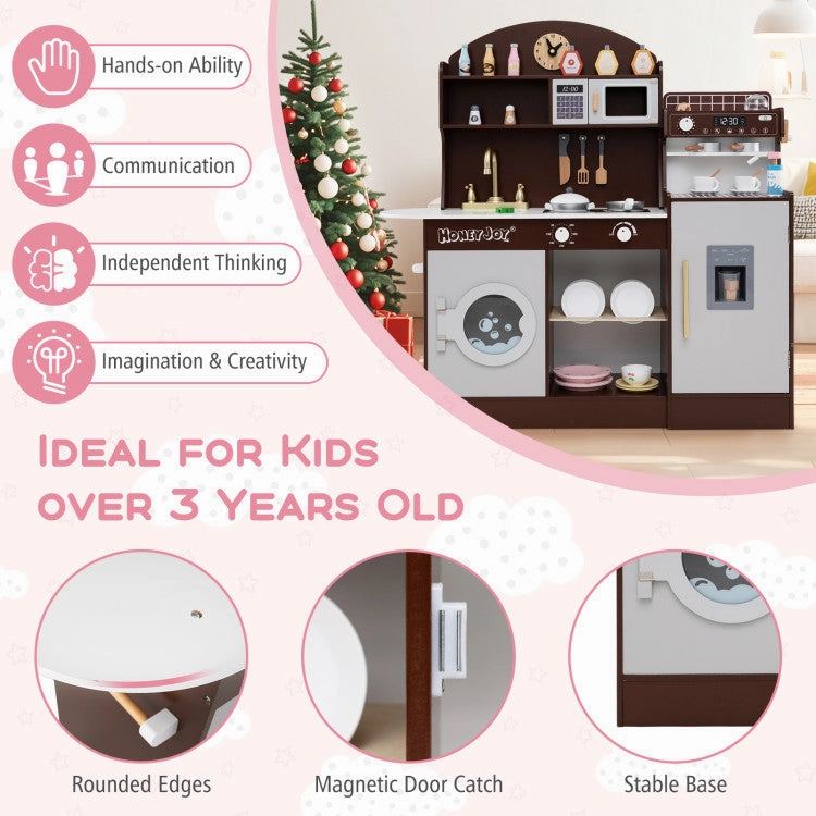 Kids Kitchen Set Wooden With Coffee Makers and Accessories-Coffee