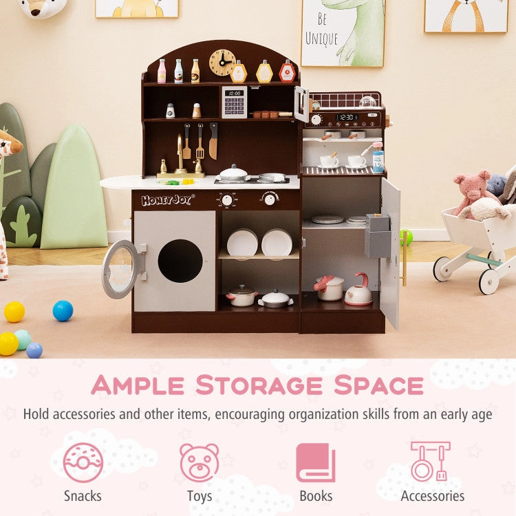Kids Kitchen Set Wooden With Coffee Makers and Accessories-Coffee