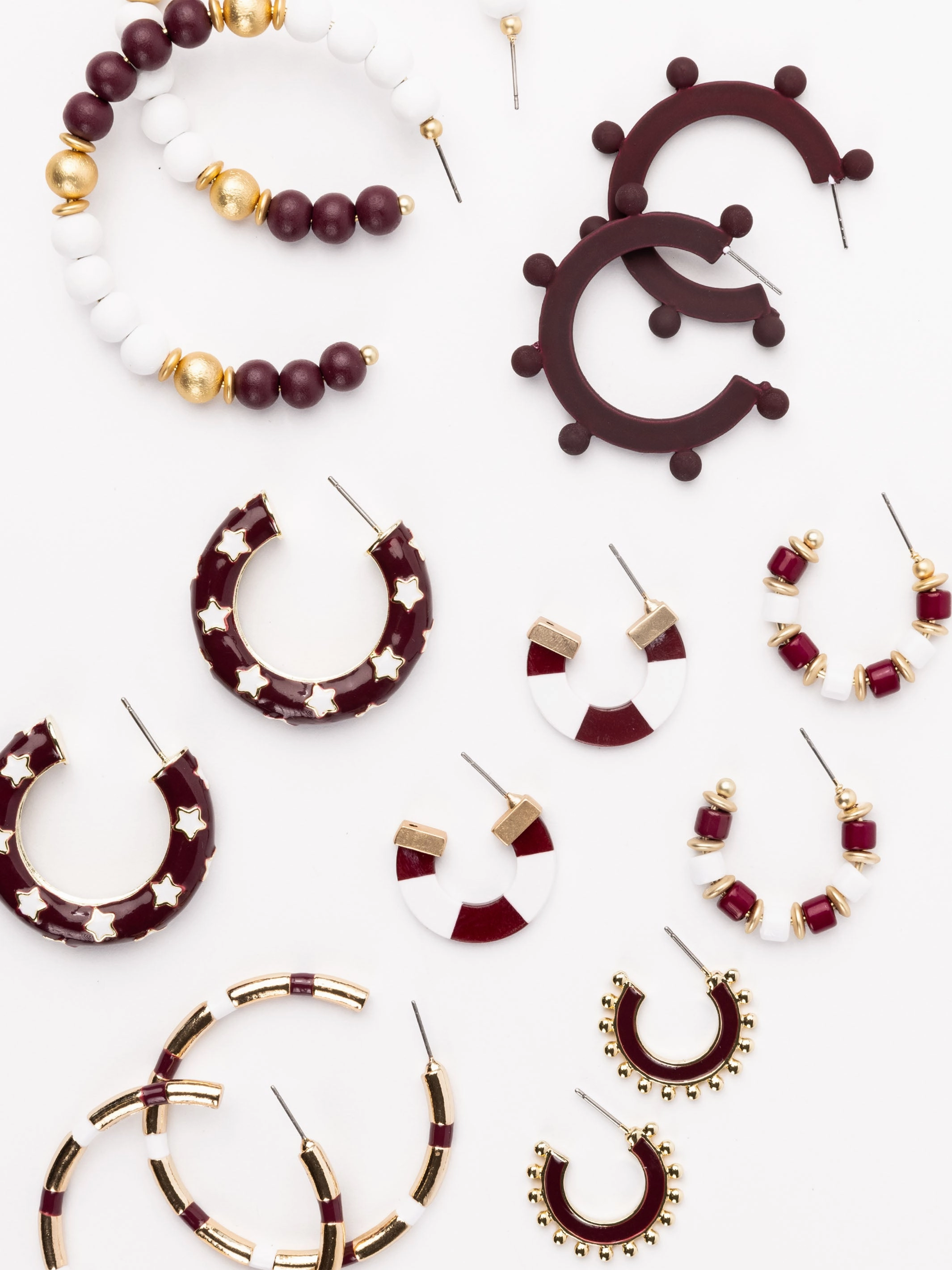 Melody Earrings | Maroon   White