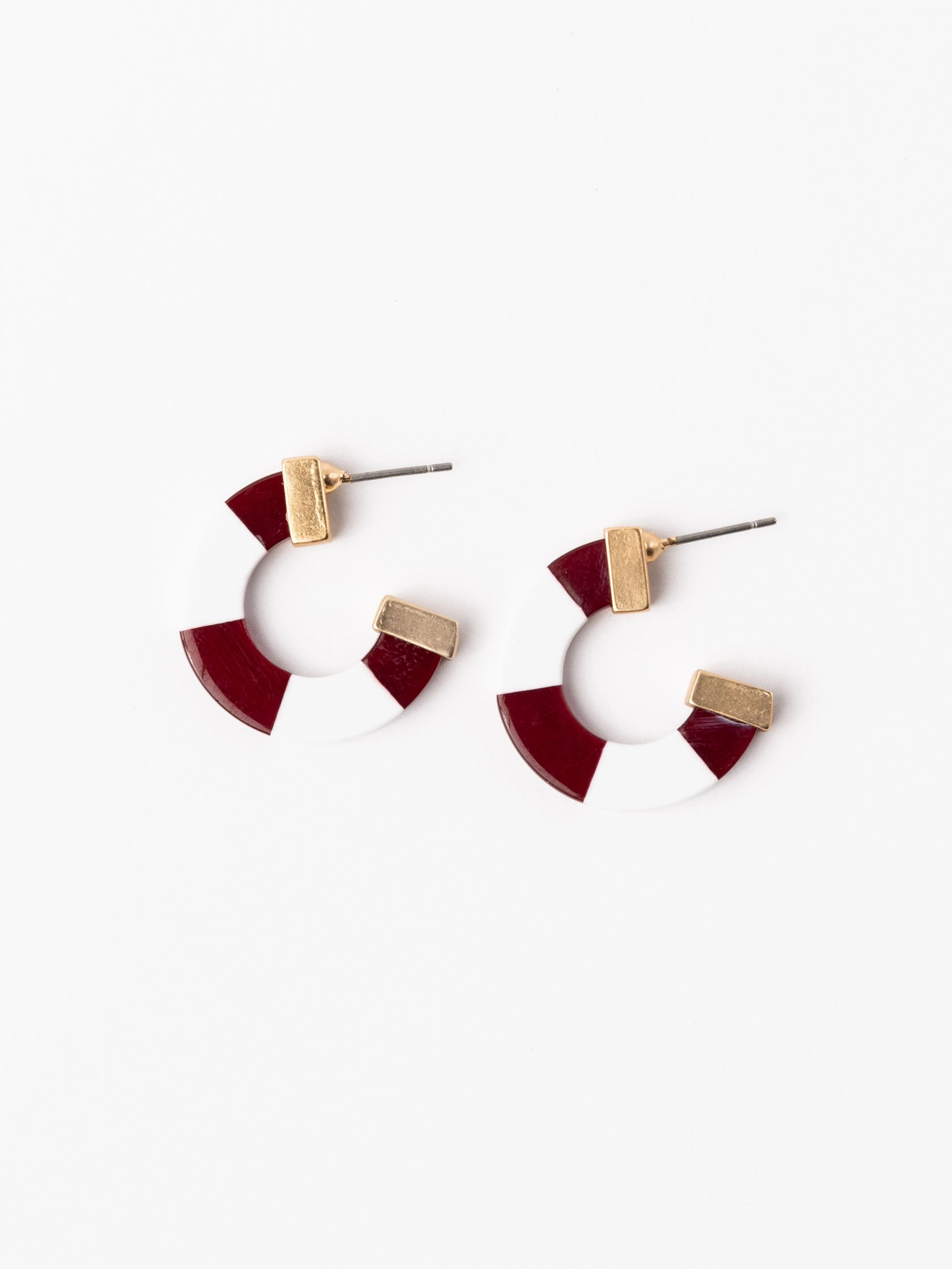 Melody Earrings | Maroon   White