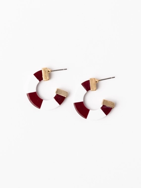 Melody Earrings | Maroon   White