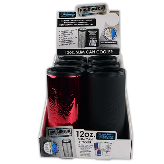 Metal Insulated Slim Can Cooler - 6 Pieces Per Retail Ready Display 22270