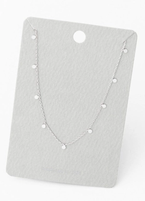 Mini Disc Drop Necklace - 16"  2" - Silver