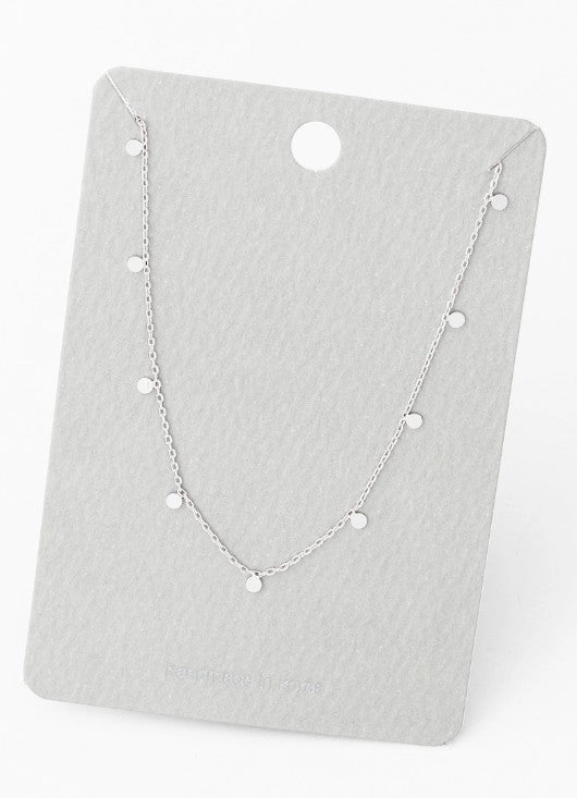 Mini Disc Drop Necklace - 16"  2" - Silver