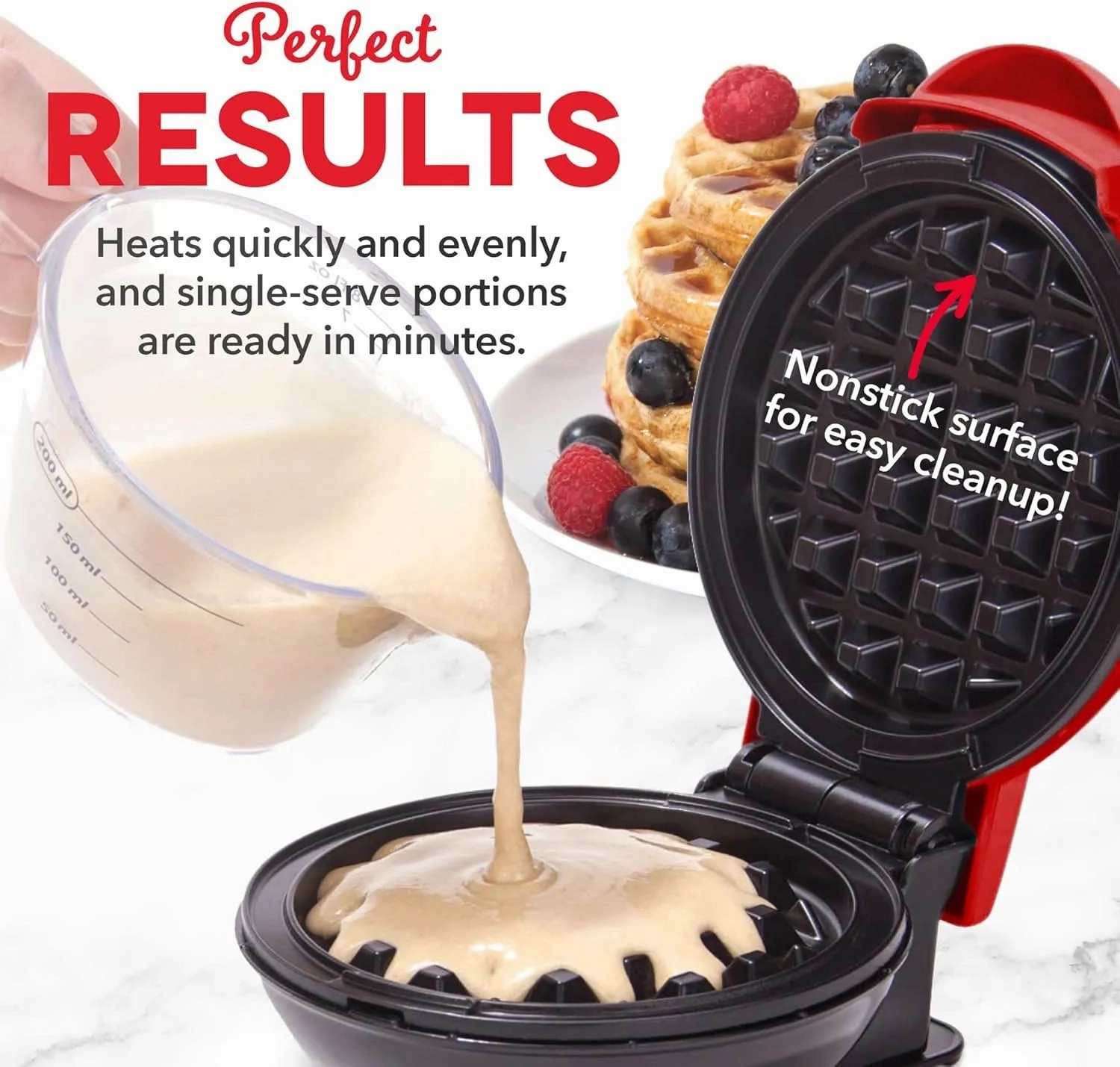Mini Waffle Maker 2-Pack - Red