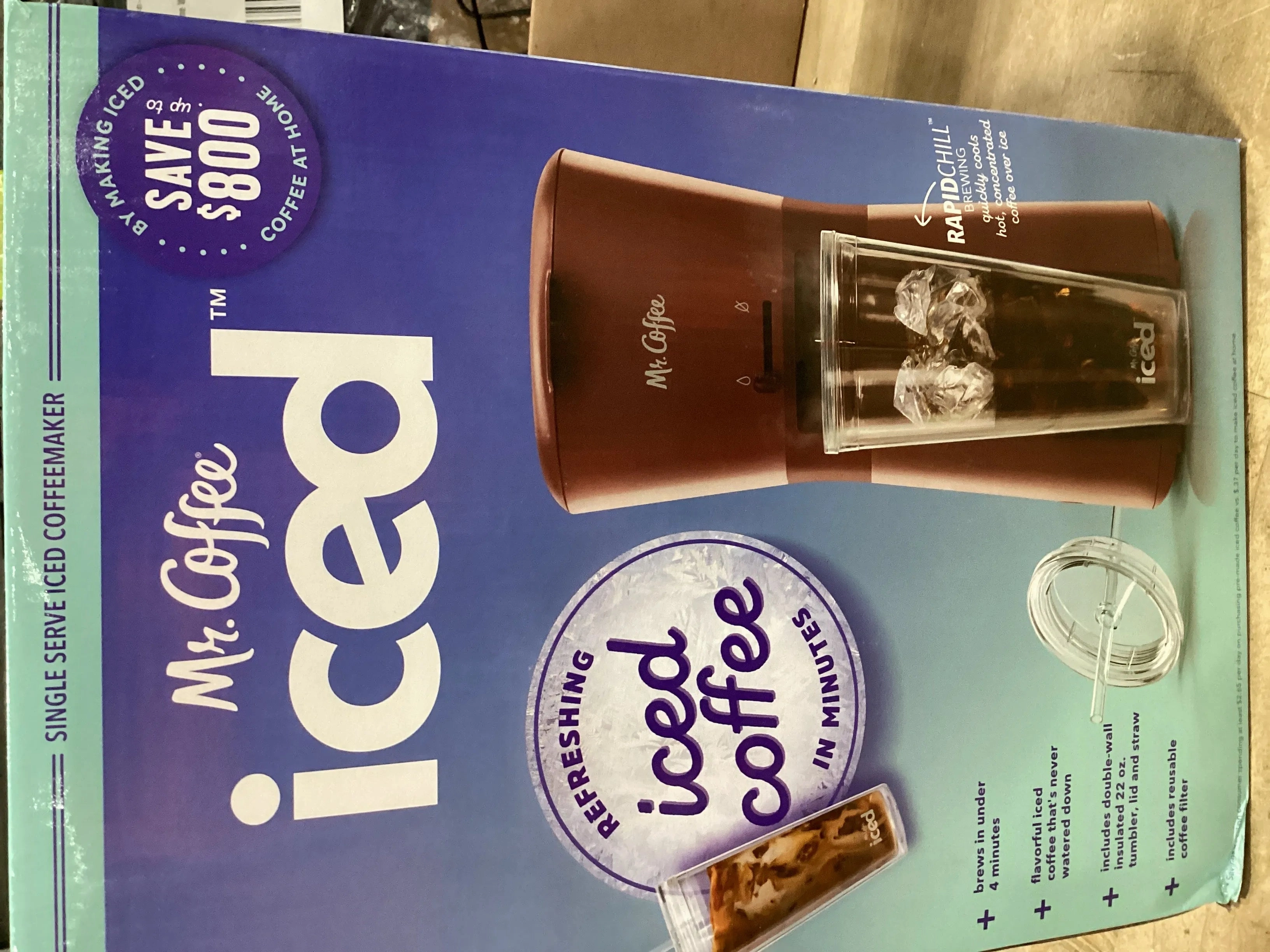 Mr. Coffee Iced Coffee Maker with Reusable Tumbler and Coffee Filter - Burgundy: Brews Iced Coffee, 22 Oz Capacity