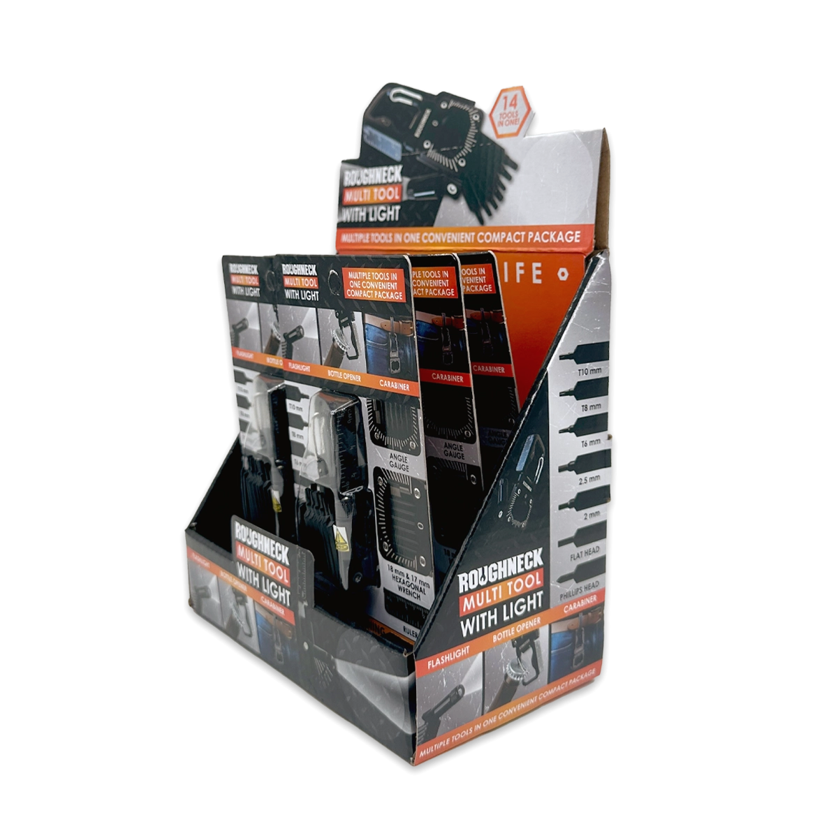 Multi-Tool 14-in-1 Carabiner with Light - 6 Pieces Per Retail Ready Display 25312