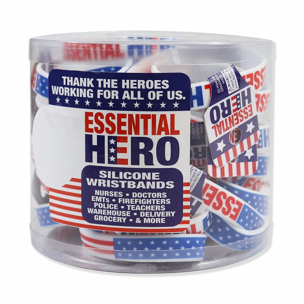 Patriotic Silicone Wristband Essential Hero - 24 Pieces Per Retail Ready Display KP4172