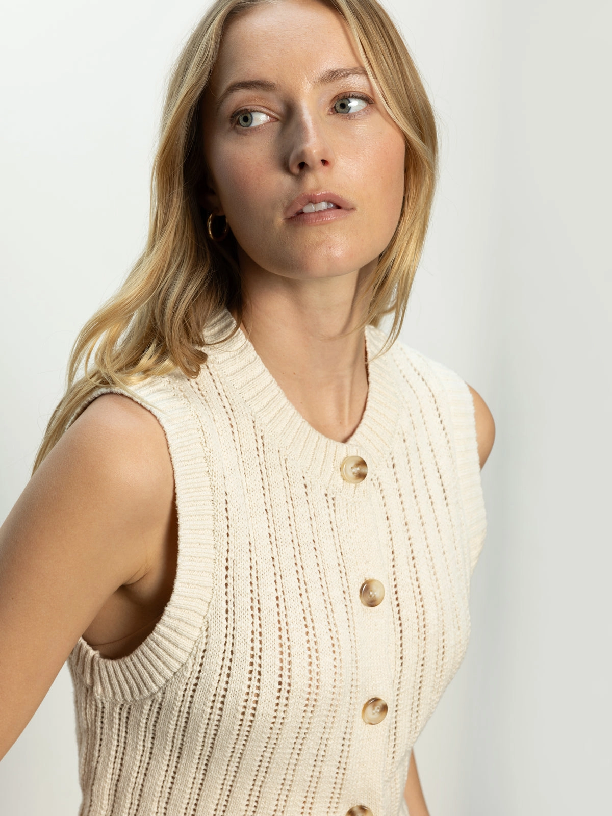 Pointelle Shell Sweater Eco Natural