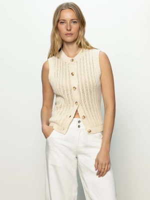 Pointelle Shell Sweater Eco Natural