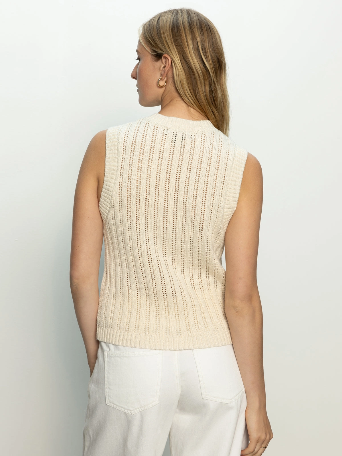 Pointelle Shell Sweater Eco Natural