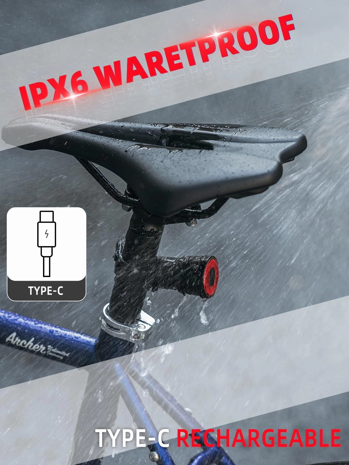 ROCKBROS R3/R5 Smart Bike Tail Light Brake Sensing IPX6 Waterproof USB-C Rechargeable