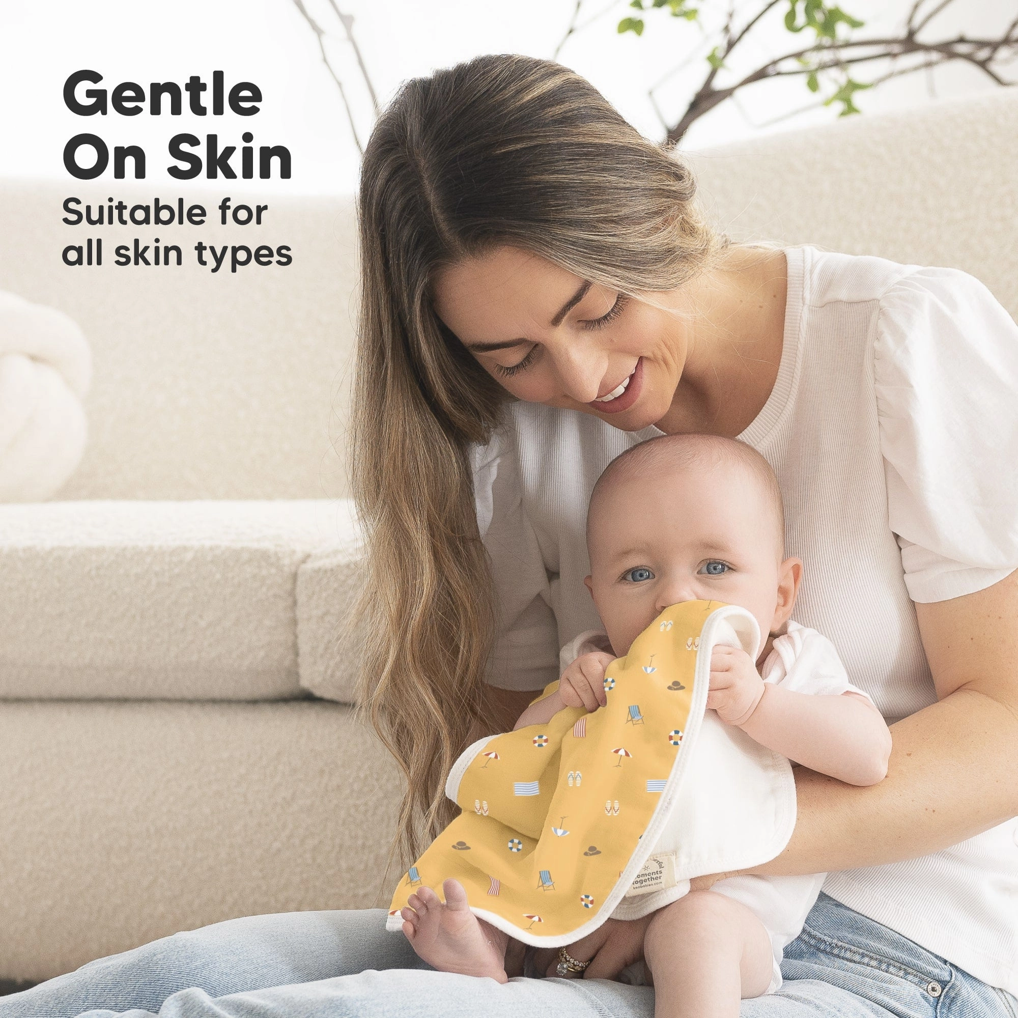 Softe Muslin Baby Burp Cloth (Beach Day)
