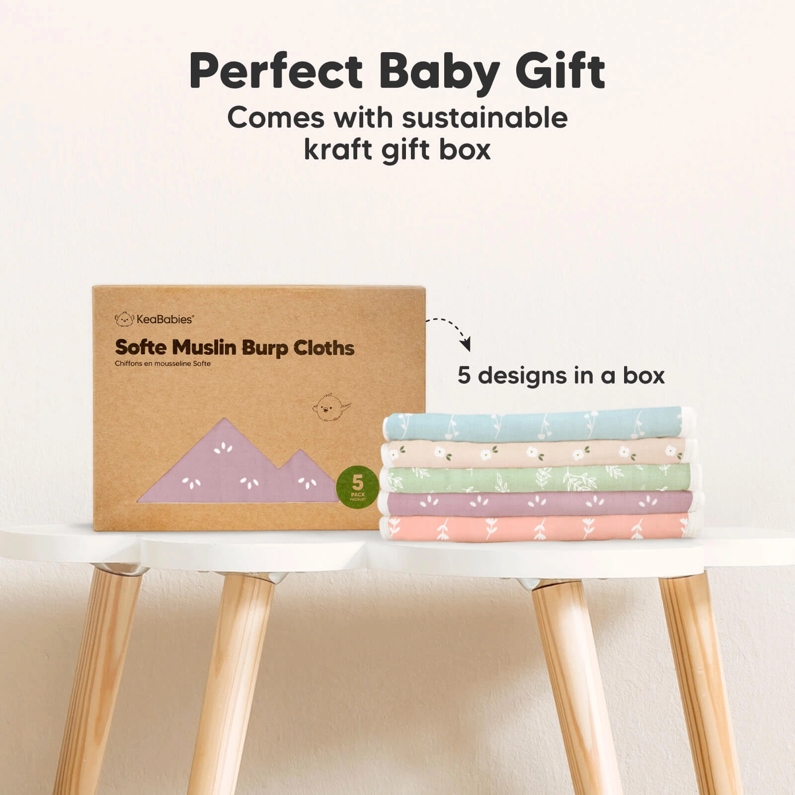 Softe Muslin Baby Burp Cloth (Blooms)