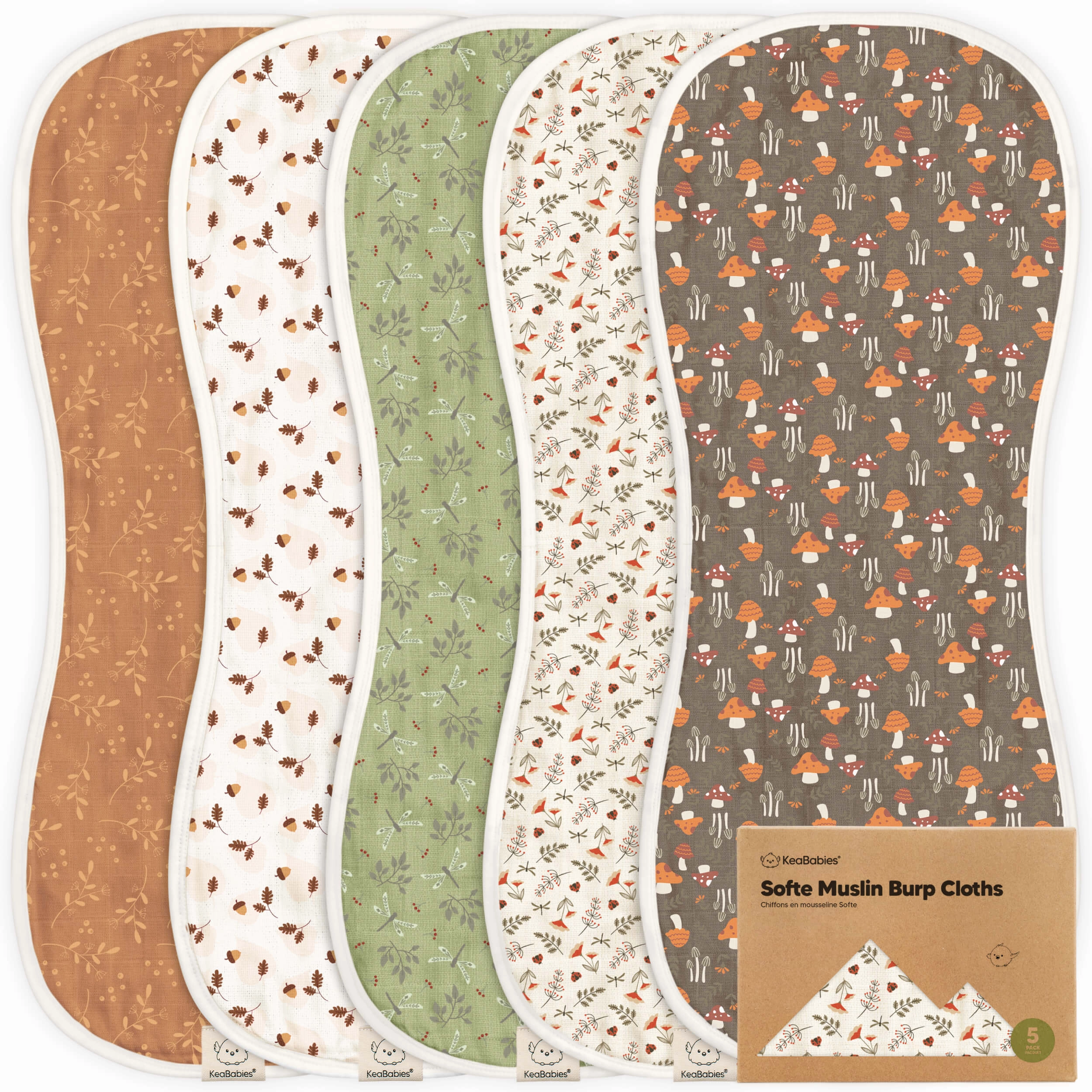 Softe Muslin Baby Burp Cloth (Fall Spores)