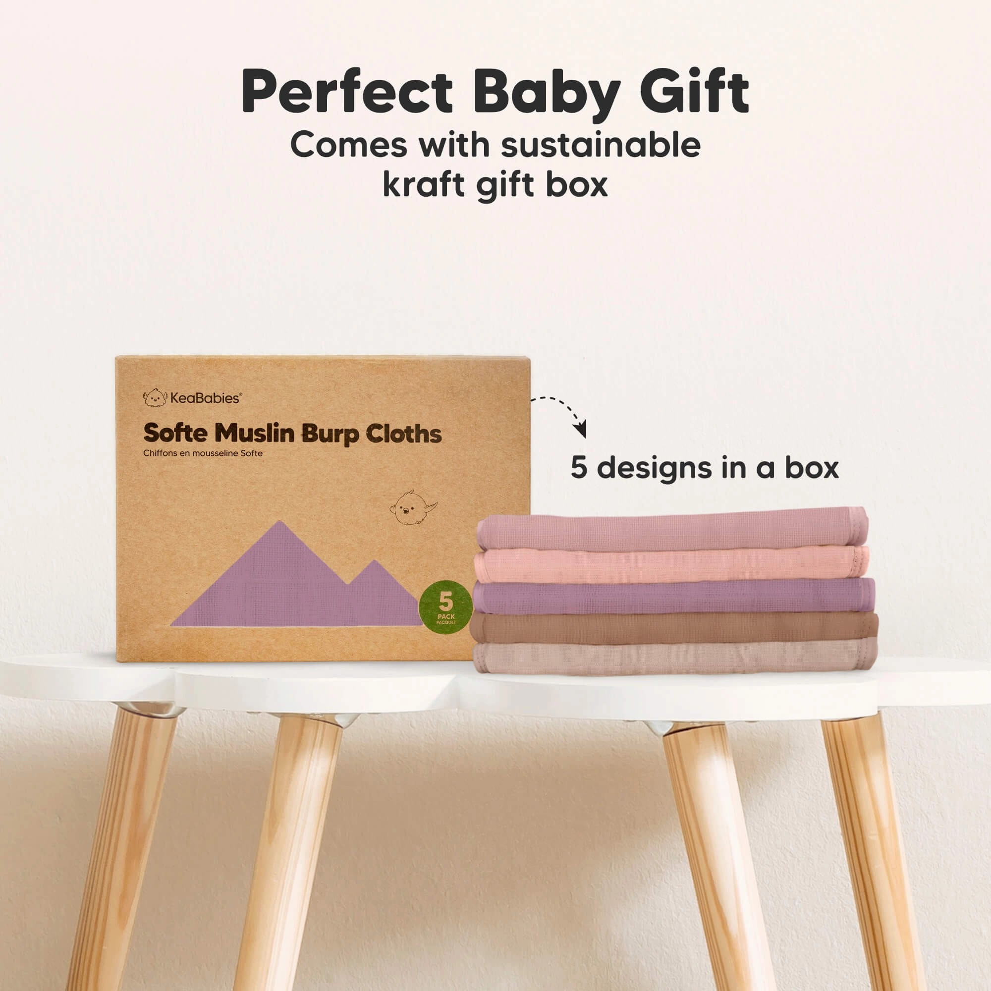 Softe Muslin Baby Burp Cloth (Mauve)