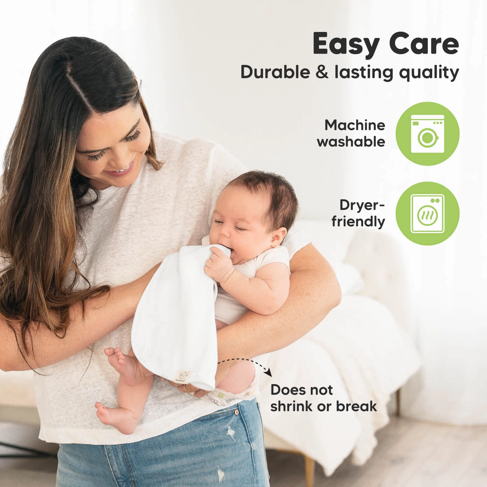 Softe Muslin Baby Burp Cloth (Soft White)
