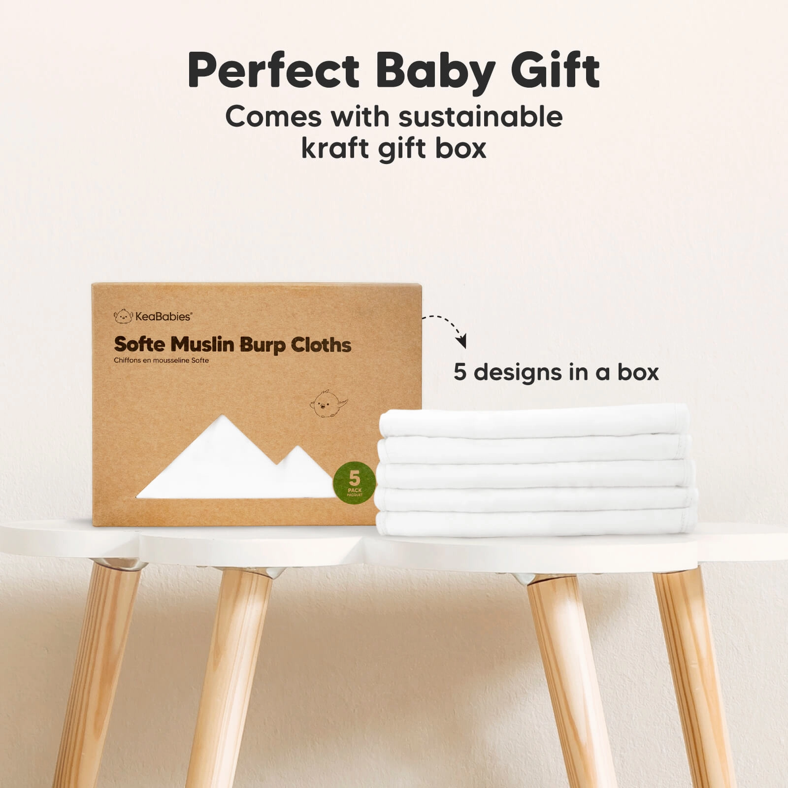 Softe Muslin Baby Burp Cloth (Soft White)