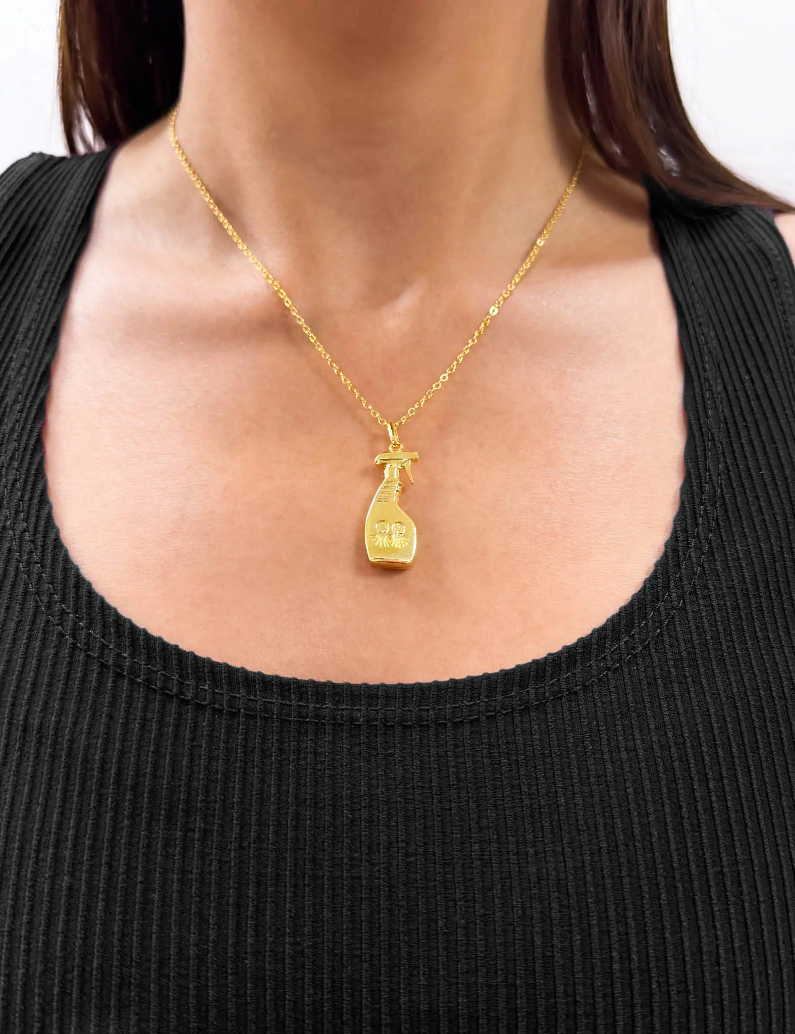 Spritz Love Potion #7 Pendant - Golden Spray Bottle Charm