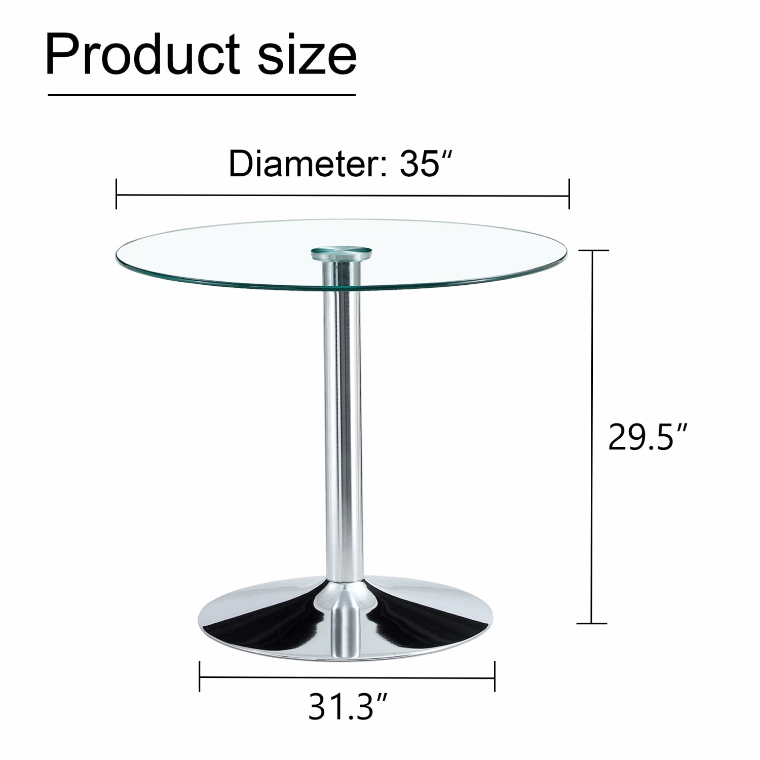 Streamdale 35" Glass Top Round Dining Table - Silver Legs