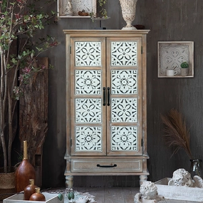 Streamdale 55" Rustic Wood Tower Cabinet with Storage