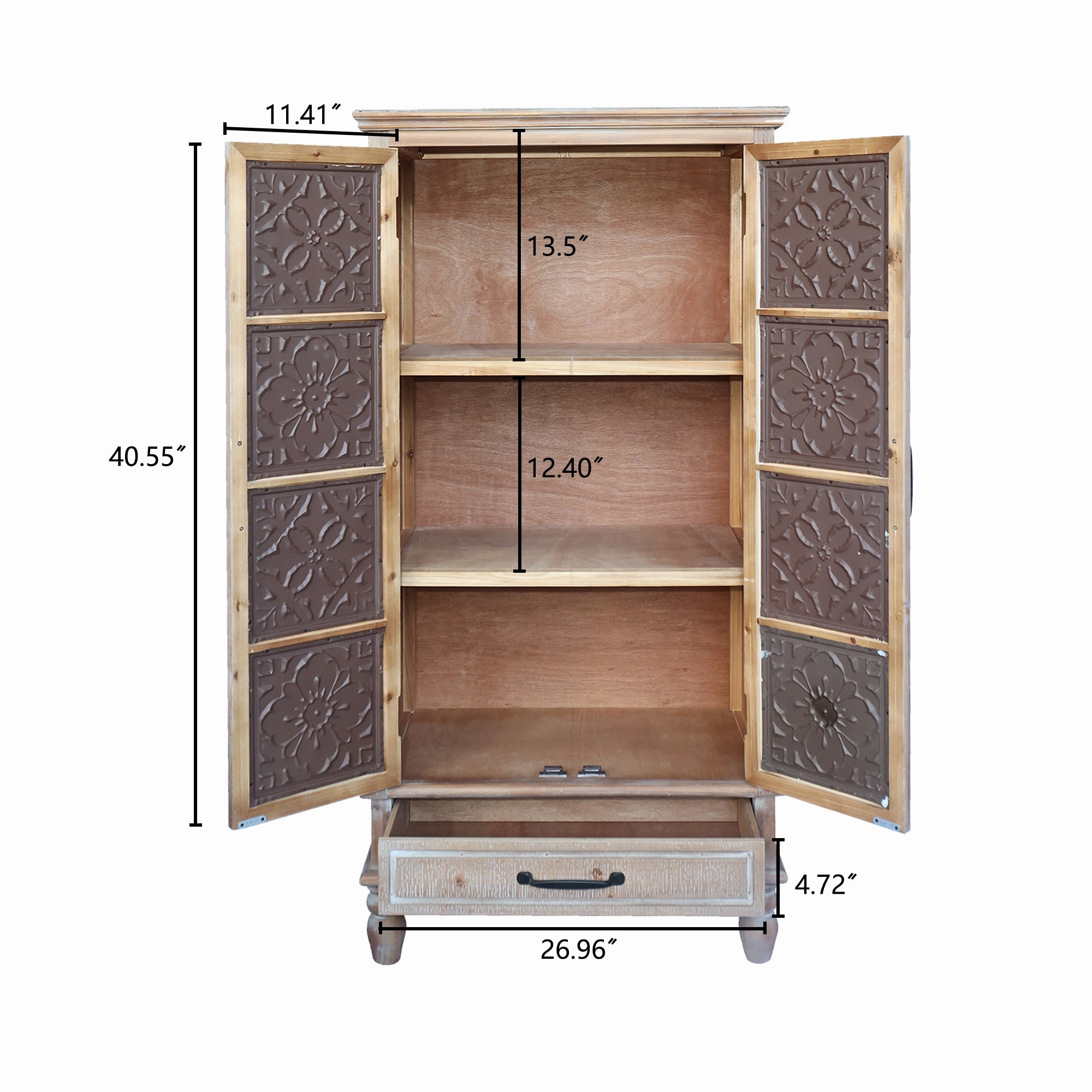 Streamdale 55" Rustic Wood Tower Cabinet with Storage