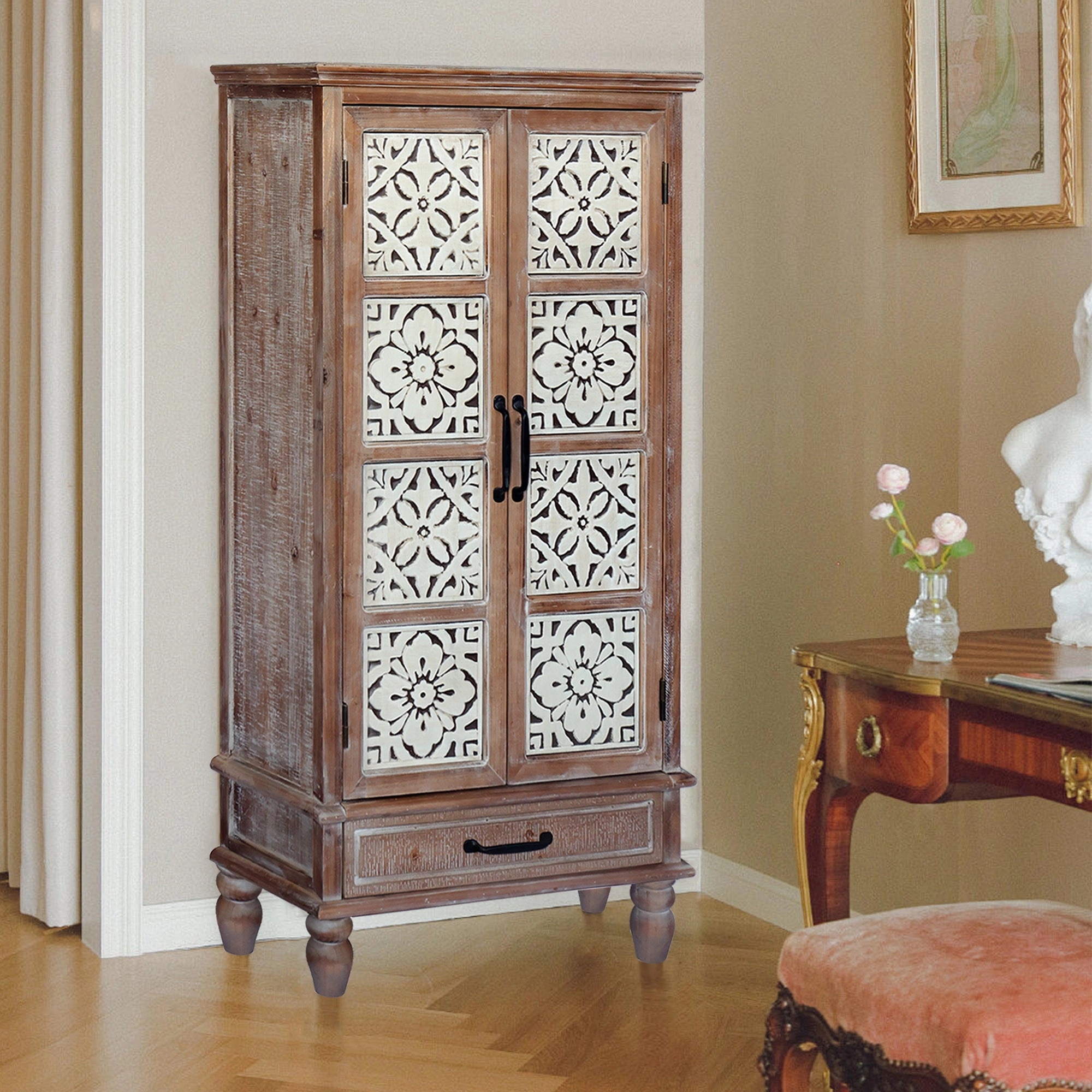 Streamdale 55" Rustic Wood Tower Cabinet with Storage