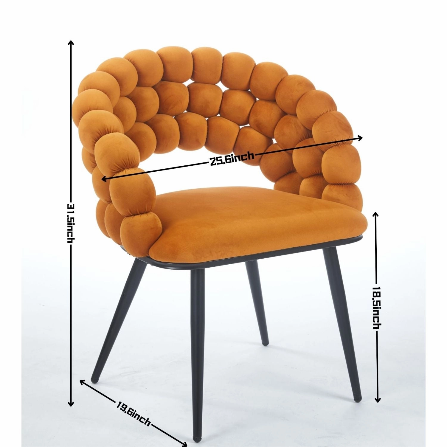 Streamdale Orange Modern Chairs (Set of 2), Golden Legs