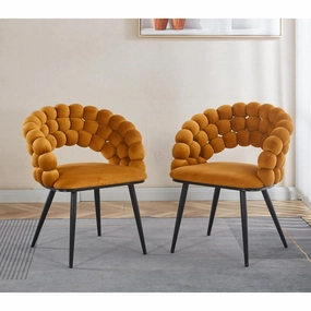 Streamdale Orange Modern Chairs (Set of 2), Golden Legs