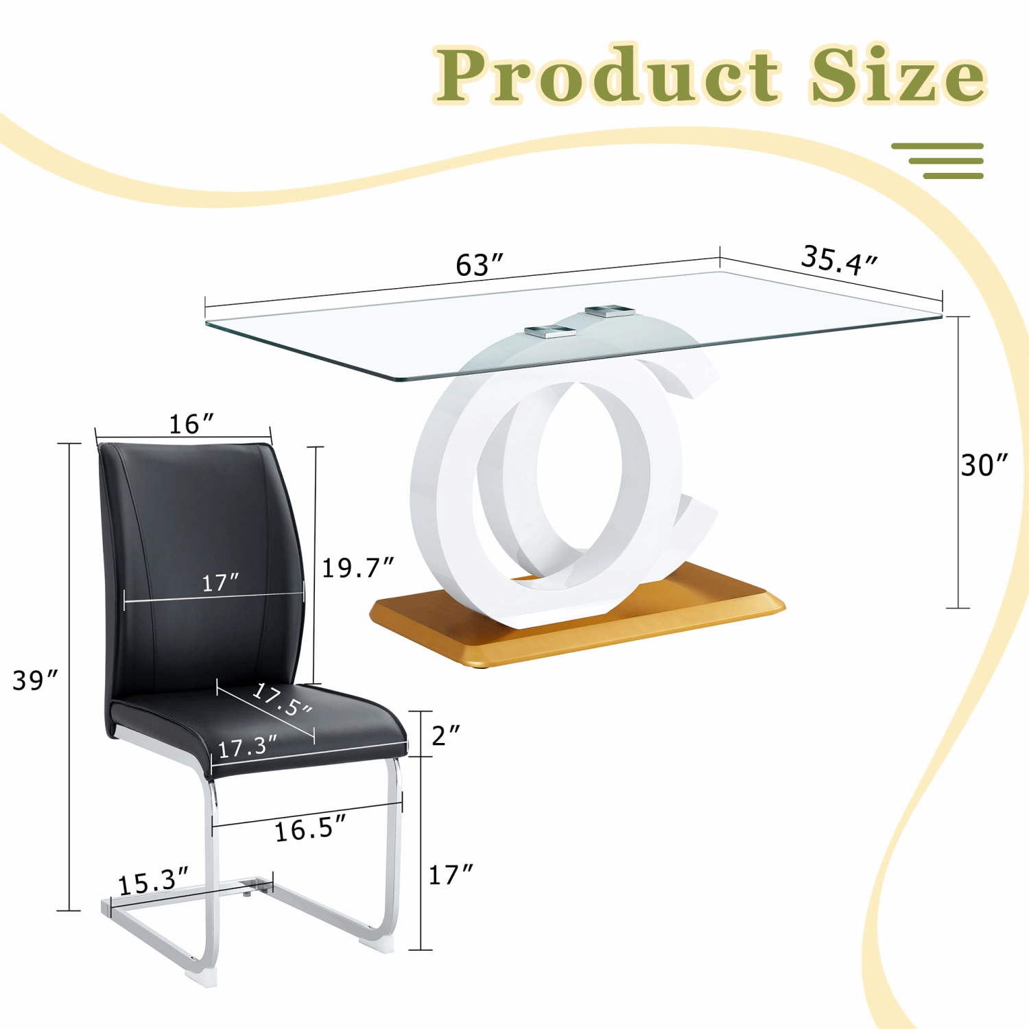 Streamdale Tempered Glass Dining Set with 4 Chairs