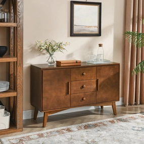 Streamdale Walnut Sideboard Buffet Cabinet - Mid Century Modern