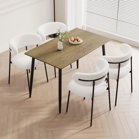 Streamdale Walnut Wood Grain Dining Set - 4 Piece, Black Metal Legs