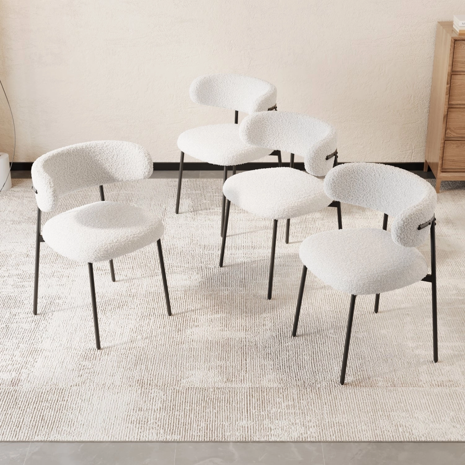 Streamdale Walnut Wood Grain Dining Set - 4 Piece, Black Metal Legs