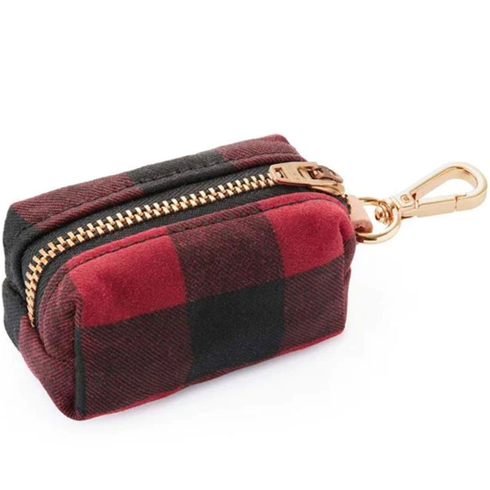 The Foggy Dog Red/Black Buffalo Check Dog Leash Bag Holder