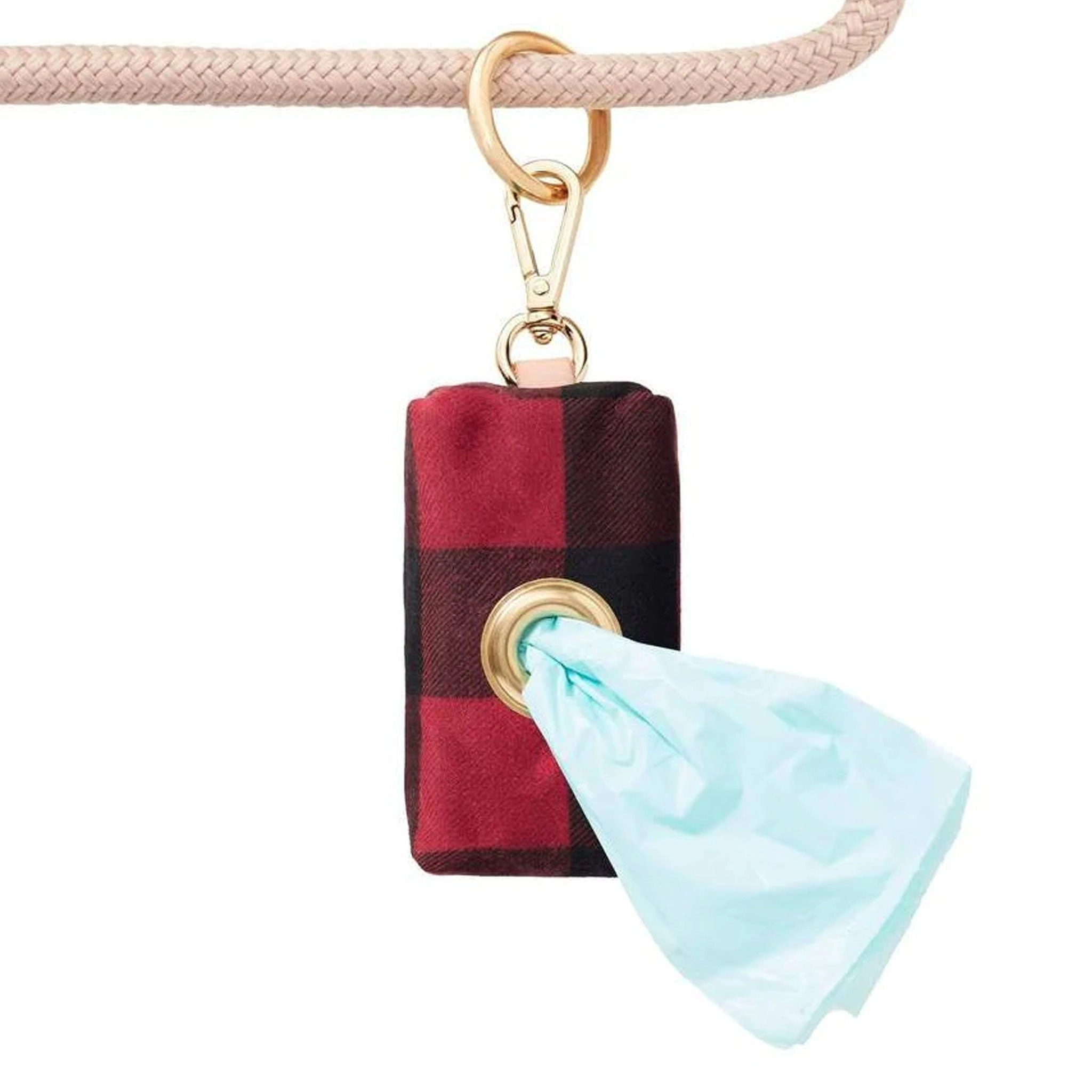 The Foggy Dog Red/Black Buffalo Check Dog Leash Bag Holder